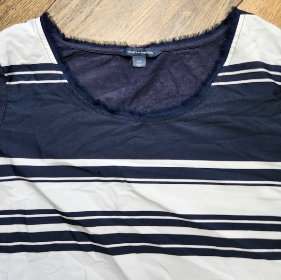 Tommy Hilfiger Blue and white Blouse Size L - Picture 3 of 4